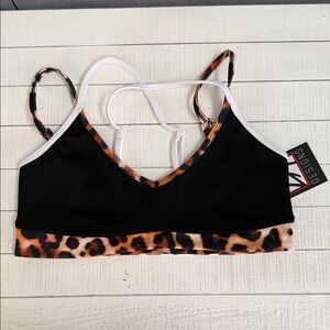 LA Designs Women's Black Leopard-Trim Bralette